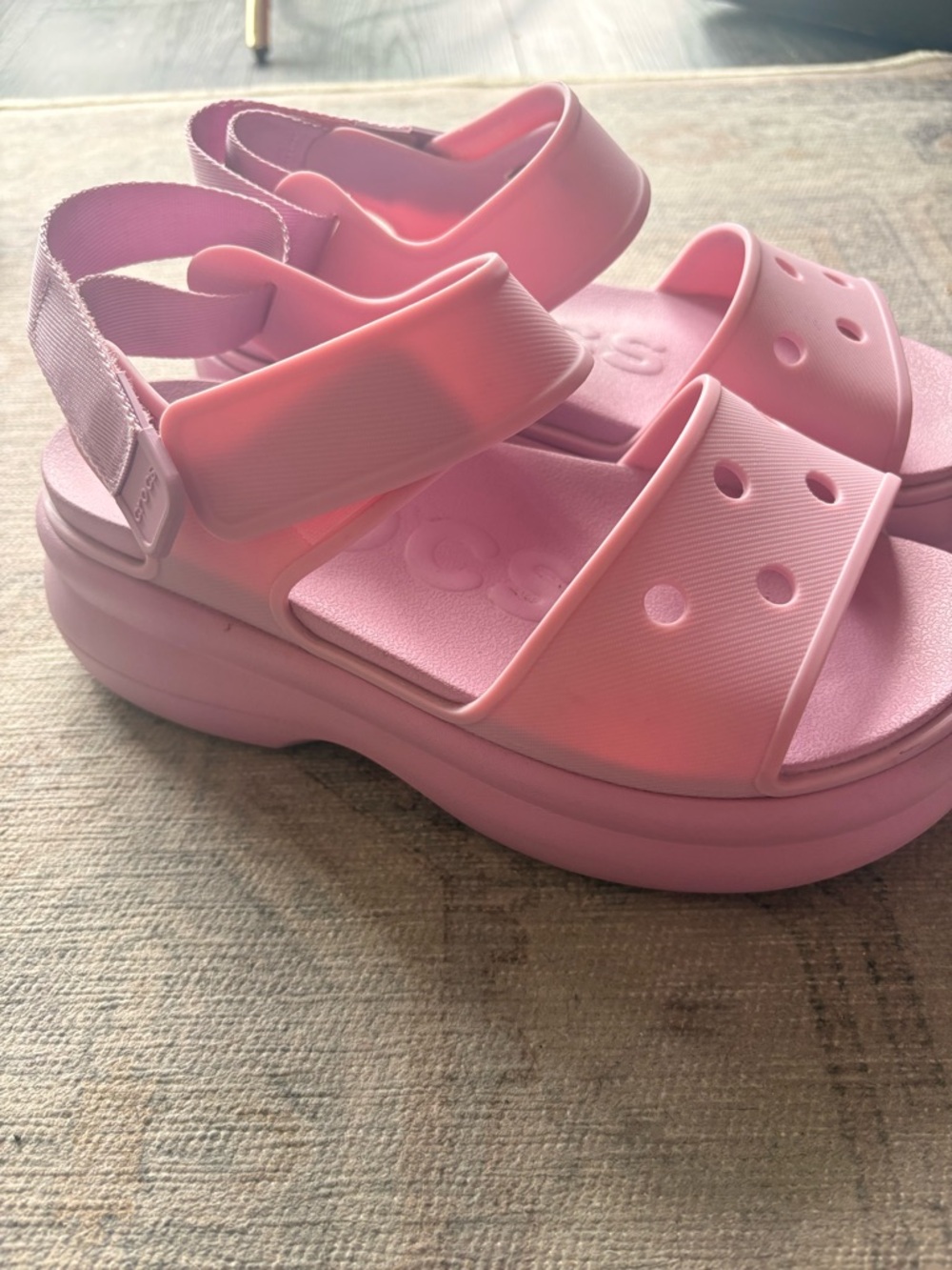 CROCS Pink Platform Sandals